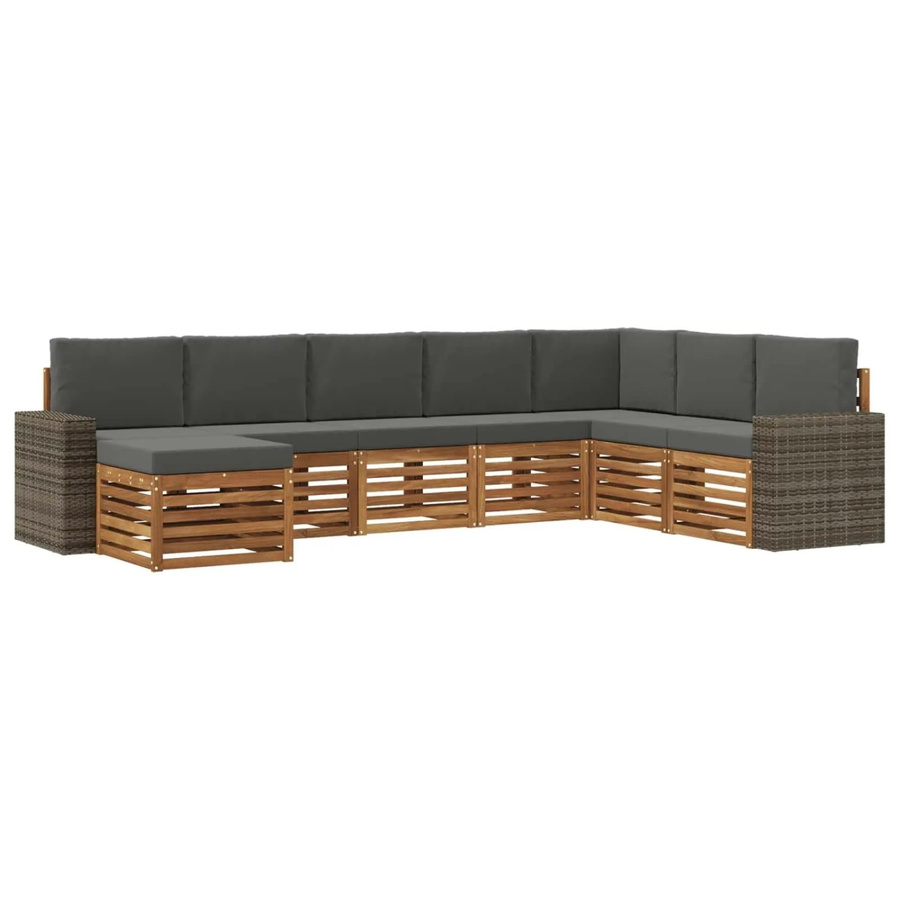 vidaXL Outdoor-Sofagarnitur in U-Form aus Akazienholz mit 8 Kissen in Anthrazit und Natur - Bild 2