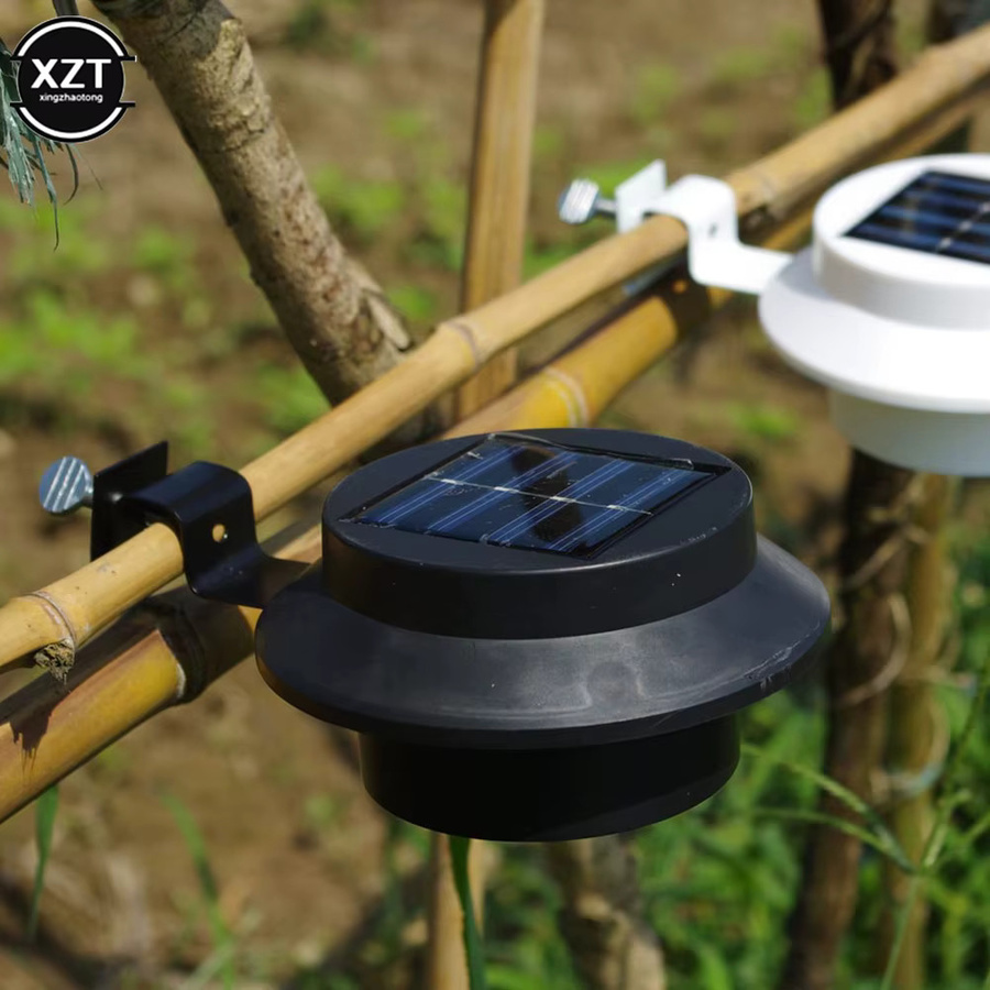 Runde Solar LED Gartenleuchte für Wand und Zaun in Schwarz - Bild 3