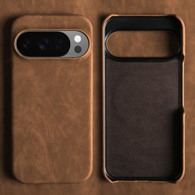 Stoßfeste Leder-Handyhülle von YINGHUI für Google Pixel 10 9 Pro XL 8 7 6 Pro in Orange und Braun - Bild 1