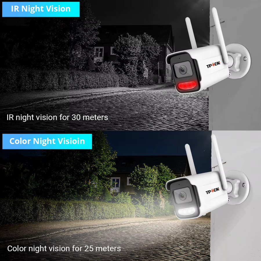 TPTEK 4K 8MP IP Outdoor WiFi Überwachungskamera, wasserfeste drahtlose Sicherheitsshow-Kamera in Weiß - Bild 5