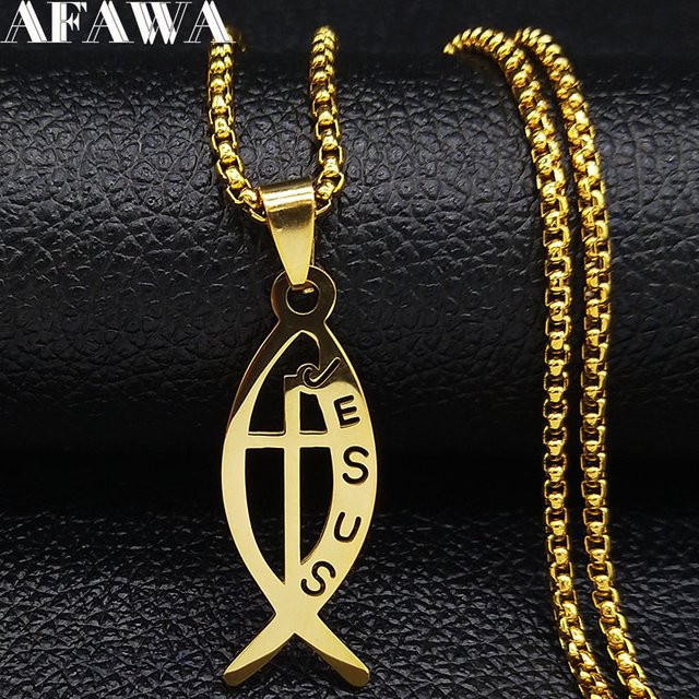 AFAWA Anhänger Halskette, Edelstahl, Gold, Unisex - Bild 1