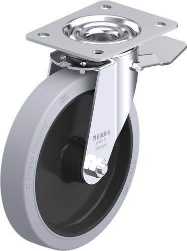 Blickle Lenkrolle mit Feststeller LE-POEV 201R-ST-SG in Schwarz-Grau, Rad-Durchmesser: 20 cm, Tragfähigkeit: 300 kg - Bild 1
