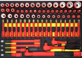 KS Tools Isolierter Steckschlüssel-Satz mit Drehmomentschlüssel in Schaumstoffeinlage, 72-tlg, Rot, 3/8 Zoll und 1/2 Zoll - Bild 1