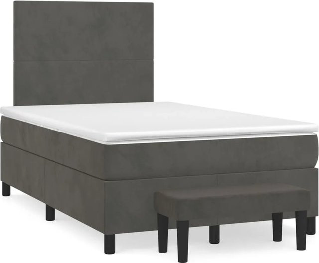 vidaXL Boxspringbett mit Matratze in Dunkelgrau, Hybridbett aus Samt mit Taschenfederkern, B/T: 120 x 200 cm - Bild 1