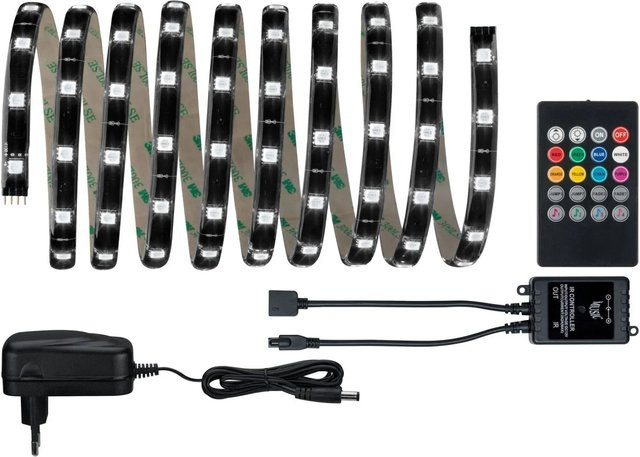 Paulmann YourLED Lights and Sound Komfort-Set RGB LED-Streifen mit Fernbedienung und Netzteil, Multicolor, Länge: 3 m - Bild 1