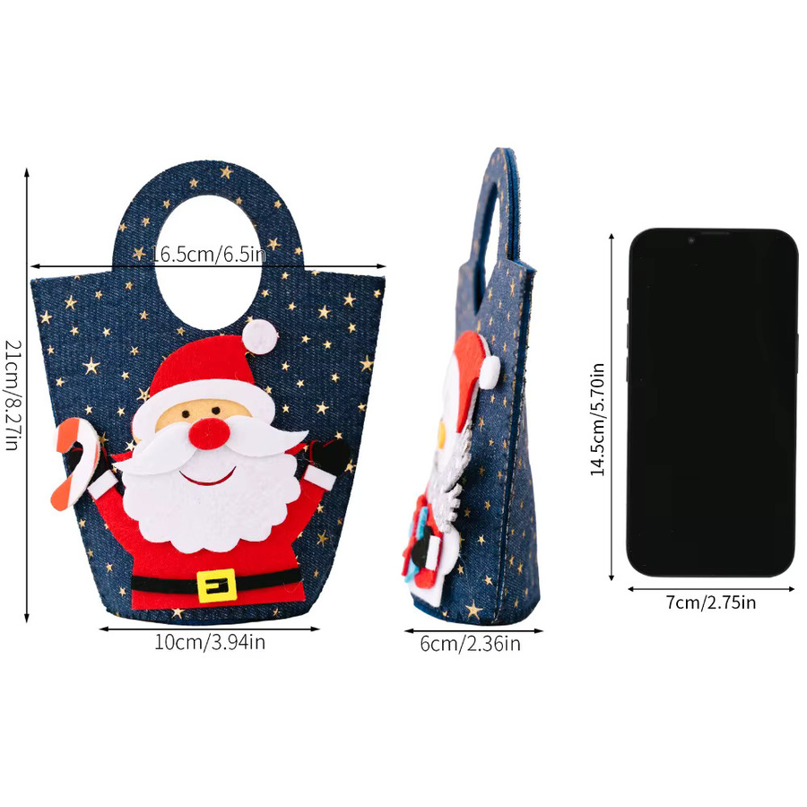WakaParty Weihnachtsgeschenktasche aus Denim in Blau für Süßigkeiten und Kekse als Weihnachtsdekoration - Bild 2