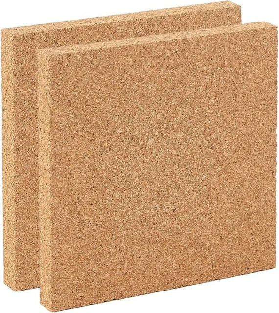 2 quadratische Korktafeln aus Holz in Braun, B/H: 15,2 x 15,2 cm, Dicke: 1,5 cm - Bild 1