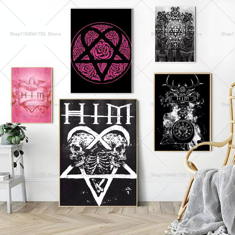 Rock Band H-HIM Poster, selbstklebender und wasserfester Kunstdruck als Wanddekoration in Mehrfarbig, B/H: 15,0 x 10,0 cm - Bild 4