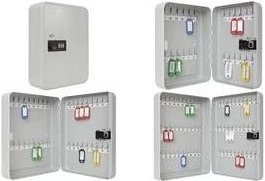 WEDO Schlüsselschrank mit mechanischem 3-stelligem Zahlenschloss für 36 Schlüssel, flache Wandmontage, Lichtgrau - Bild 1