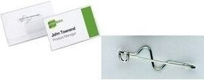 DURABLE Namensschild mit Wellennadel transparent B: 6 cm, H: 3 cm, 100 Stück - Bild 1
