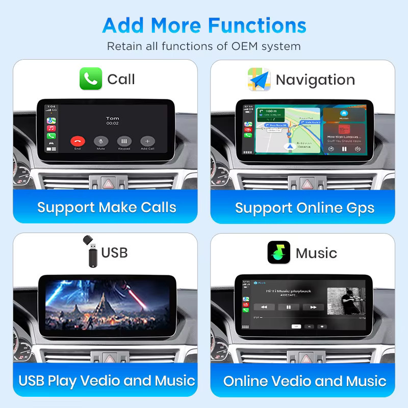 Junsun Multimedia-Player für Mercedes Benz E-Klasse W212 (2009-2016) mit 12,3 Zoll Touchscreen, Linux-System, kabelloses Apple CarPlay, Android Auto, GPS, Bluetooth und Wi-Fi in Schwarz - Bild 5