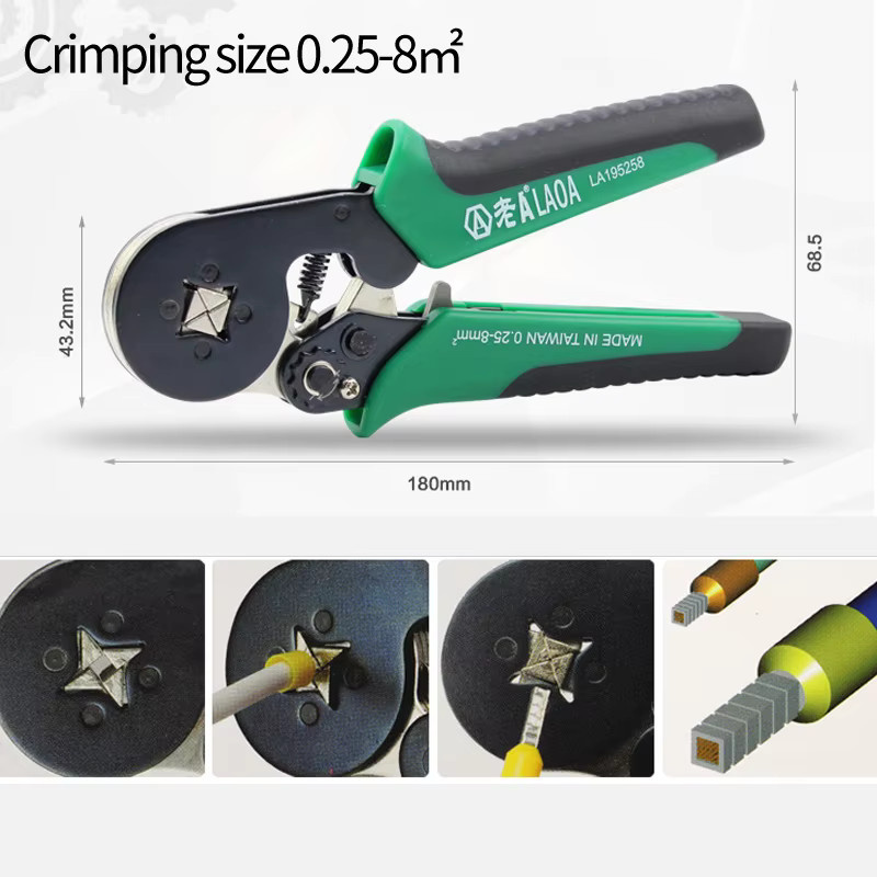 Laoa Mini Crimpzange für Elektriker zur präzisen Aderendhülsenpressung 0,25-8mm² in Grün - Bild 2
