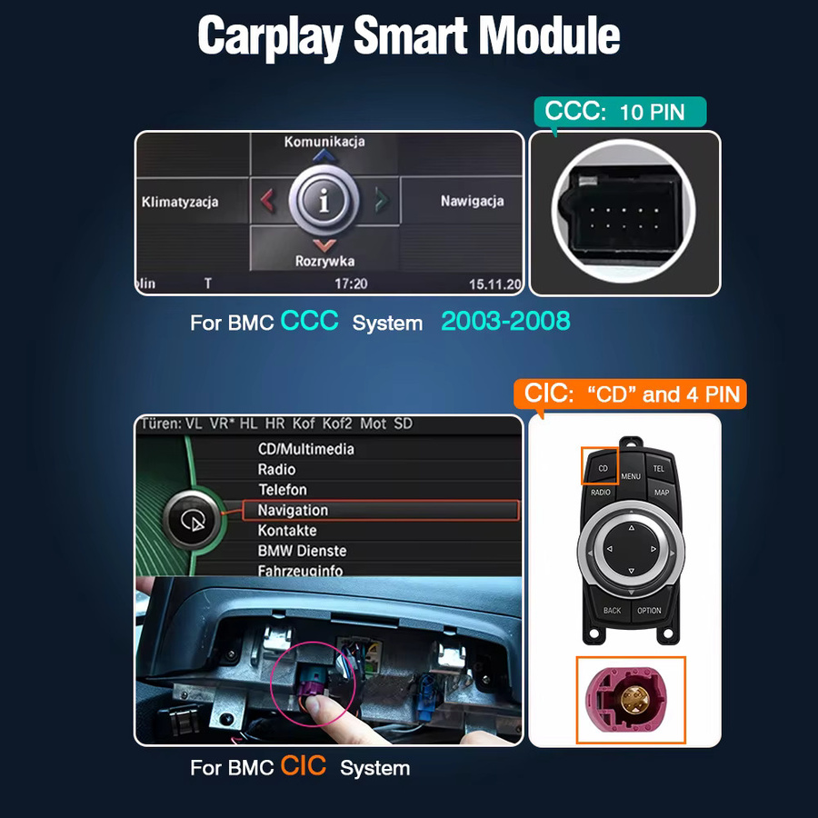 AUTOTOP Kabelloser CarPlay und Android Auto Decoder für BMW EVO NBT CIC CCC Serie 1 2 3 4 5 6 7 X1 X3 X4 X5 X6 E60 E90 E87 E70 F10 F20 F30 F48 in Schwarz - Bild 6