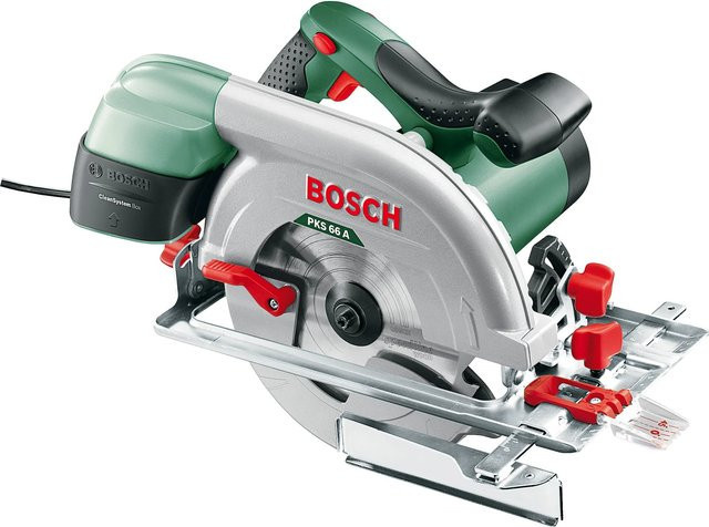Bosch Handkreissäge PKS 66 A in Grün/Schwarz mit 1600 W und 190 mm Sägeblatt - Bild 1