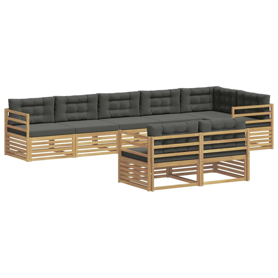 vidaXL Outdoor-Sofagarnitur aus Akazienholz mit 8 Teilen in Anthrazit und Weiß mit UV-beständigen Polyester-Kissen - Bild 2