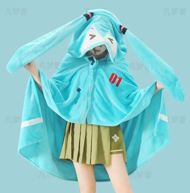 Bandai Hatsune Itabag Multifunktionale Klimadecke mit Kapuze, Miku-Flanell-Umhang - Bild 1