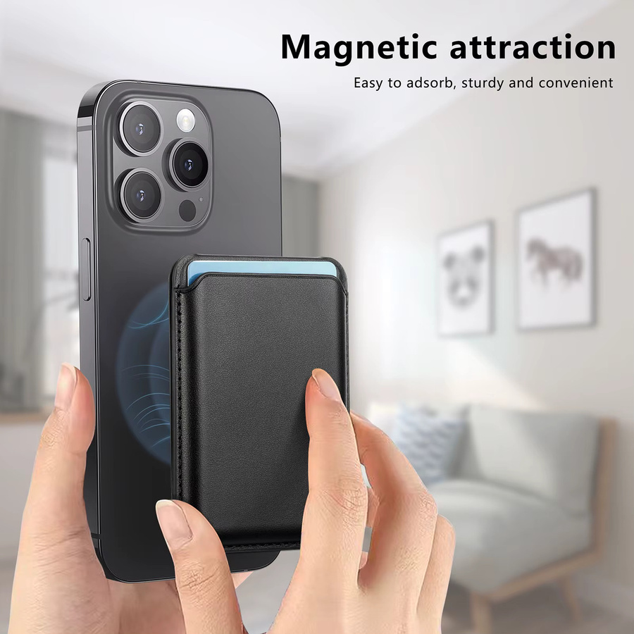 Magnetische Flip-Wallet Kartenhalter Ledertasche mit Standfunktion für MagSafe kompatible iPhones und Samsung Galaxy S24 S25 in Blau - Bild 3