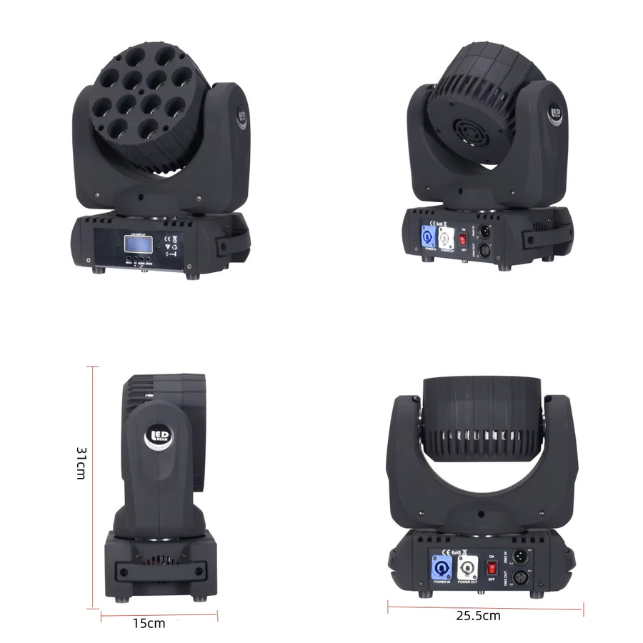 DJXFLI LED Beam RGBW 12x12W Wash Moving Head Bühnenlicht für professionelle Party- und DJ-Beleuchtung - Bild 2