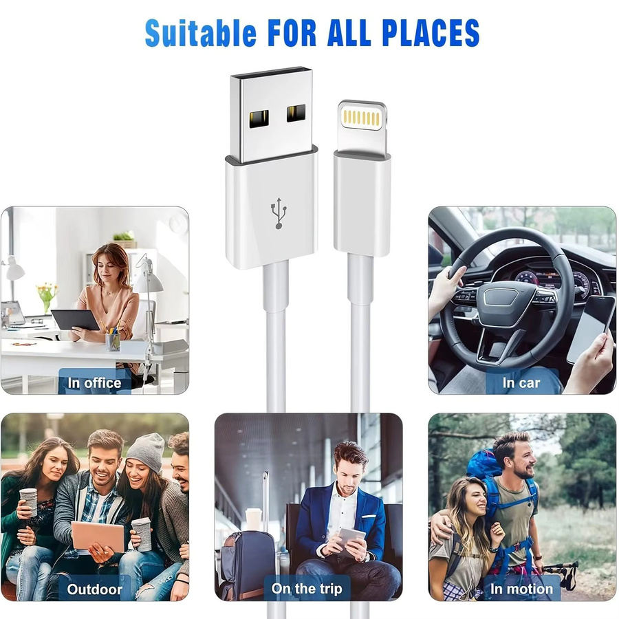 LAIHONEN Lightning-zu-USB-Schnellladekabel 12W 2,4A für iPhone in Weiß - Bild 3