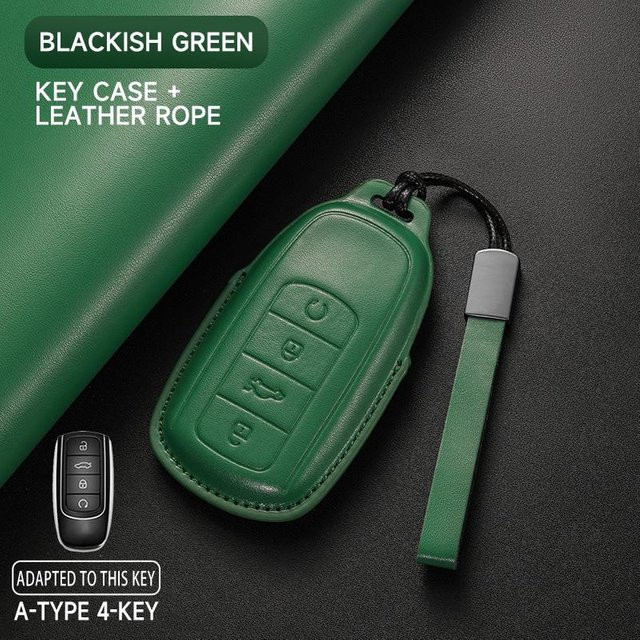 Echte Leder Autoschlüssel Hülle Abdeckung und Schlüsseltasche in Grün für Chery Jaecoo J7 J8 Tiggo 8plus 5 Plus 7pro Max und Omoda 5 Schutz Set Zubehör - Bild 1