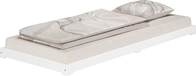 Erst-Holz Niedrigflurbett Futon aus Kiefernholz in Weiß, Modell 47, B/T/H: 80 x 200 x 85 cm - Bild 1