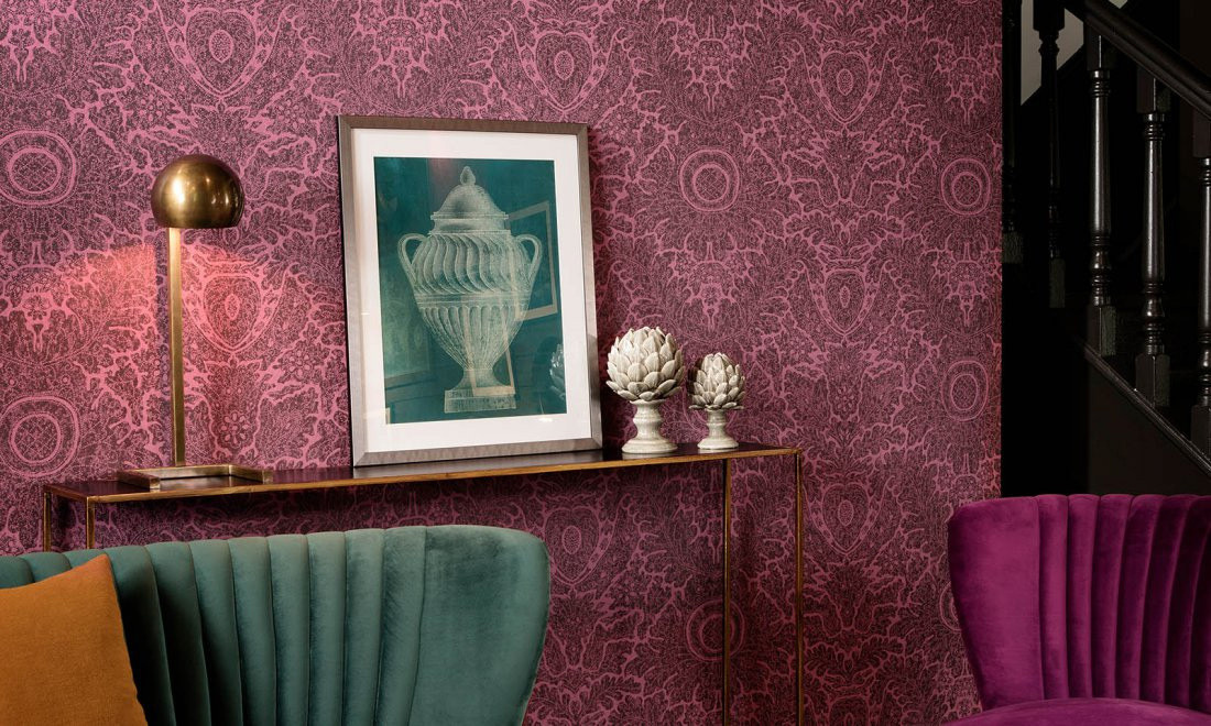 Flamant Wallpaper Voyage Tagada Vlies Tapete in Pink und Purple mit ethnischem Abstract-Muster - Bild 1