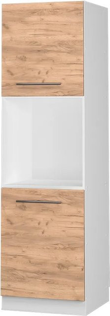 Vicco Herdbauschrank Fame-Line Goldkraft Eiche Weiß mit offenem Regal und Soft-Close-Türen, Breite: 60 cm, Höhe: 206 cm, Tiefe: 58 cm - Bild 1