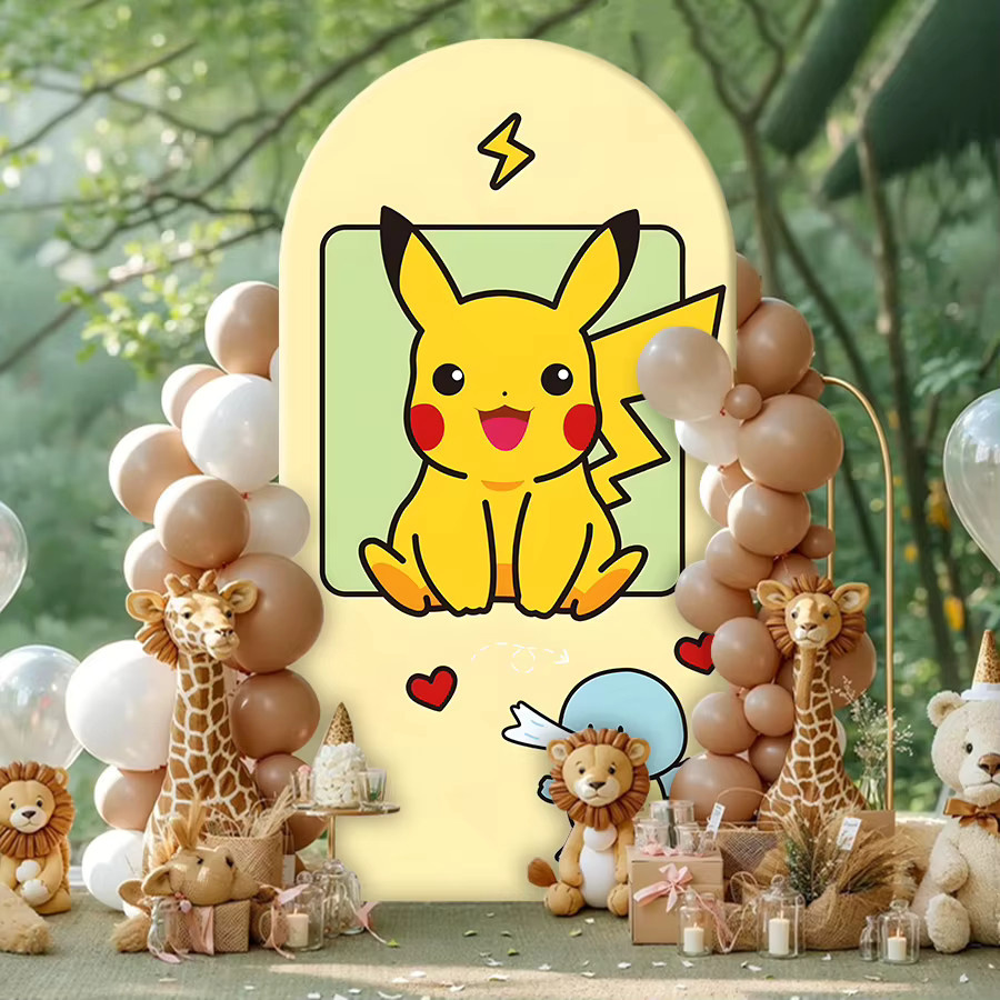 Potdemiel Pokemon Hintergrundstoff Pikachu Gelb für Kindergeburtstag und Party-Dekoration - Bild 2