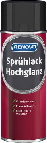 RENOVO Sprühlack Verkehrsschwarz RAL 9017 Hochglänzend 400 ml - Bild 1
