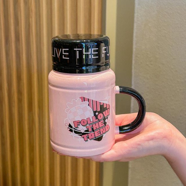Yiran toy 1 Keramiktasse im Cartoon-Design, Farbe: Pink, Volumen: 500 ml - Bild 1