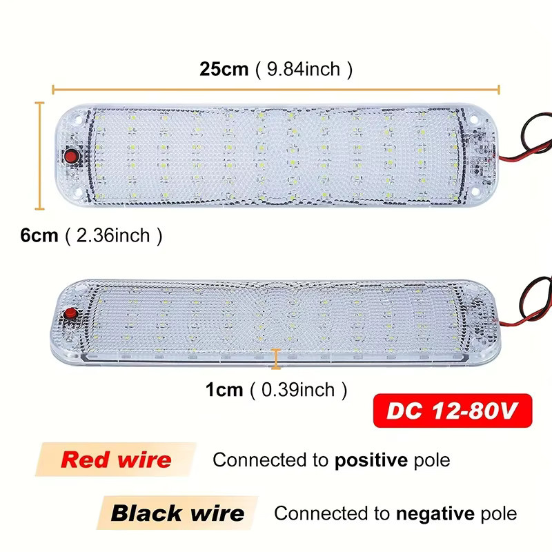 ADVENTURE KAILIN LED Innenbeleuchtung mit Schalter, 72 SMD LEDs, Weiß, 12V-80V für Auto, Camper, Wohnmobil und Boot - Bild 2