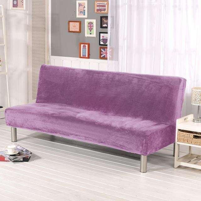 Yiran Furniture Elastische Samt Schutzhülle für armlose Klapp-Sofa-Betten, Farbe: Lila, Größe: S - Bild 1