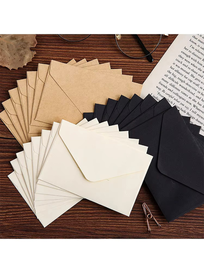 100 Stück Kraft-Mini-Umschläge aus Kraftpapier in Braun und Schwarz für Geschenkkarten und Visitenkarten, B: 10,5 cm, H: 7 cm - Bild 6