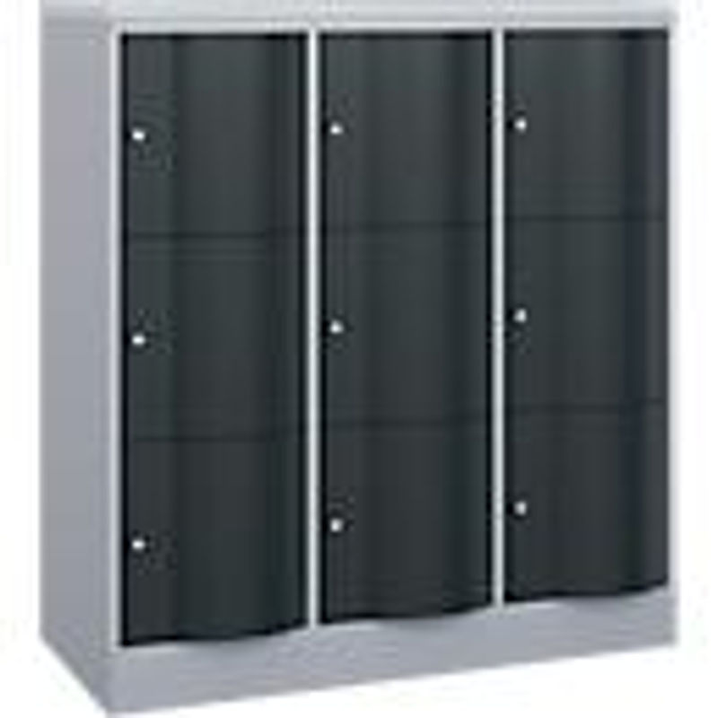 C+P Schließfachschrank Resisto mit 3 Abteilen und 9 Fächern, Weißaluminium/Anthrazitgrau, B: 114,8 cm, T: 54,0 cm, H: 125,5 cm - Bild 2