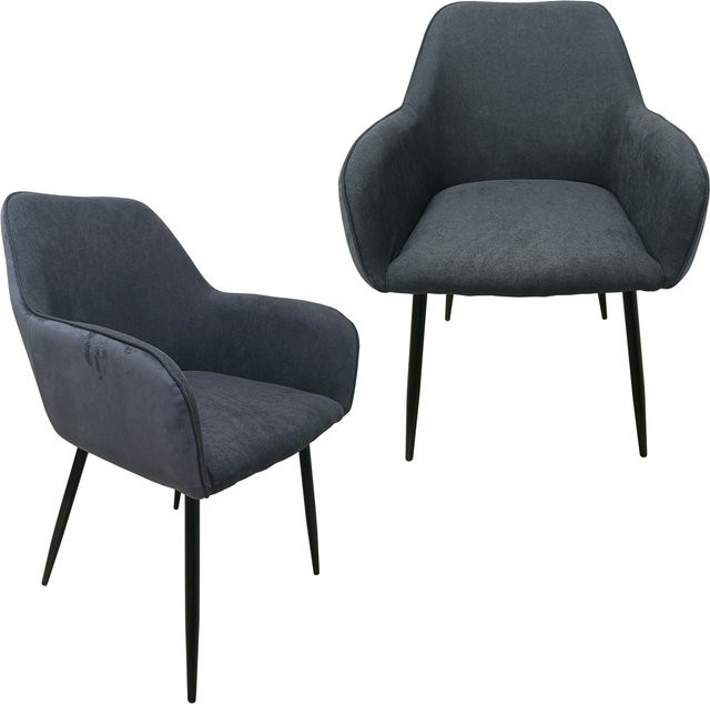 HTI-Living Stuhl Albany Soft Grau 2er-Set mit modernem Retro-Charme aus Stoff - Bild 1