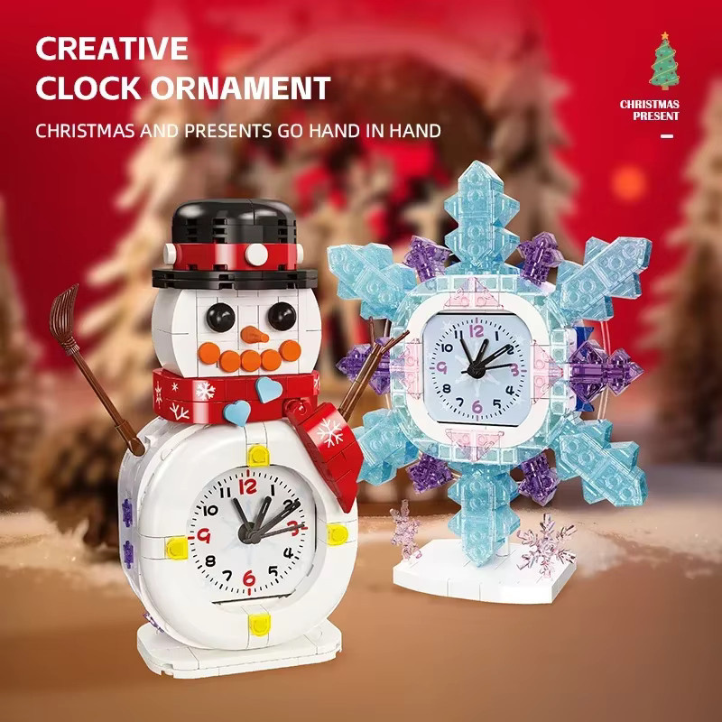 AMAZINGBLOKS Schneemann und Schneeflocke DIY Bausteine Desktop-Ornamente als festliche Weihnachtsdekoration in Multicolor - Bild 4