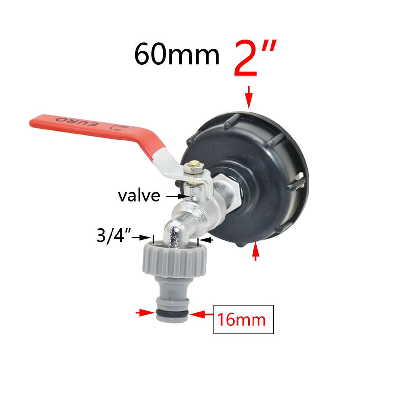 WHWH IBC Tank Hahn Adapter S60 x 6 Grobgewinde auf 1/2 Zoll, 3/4 Zoll oder 1 Zoll Wasseranschluss Ersatzventil Fitting - Bild 2