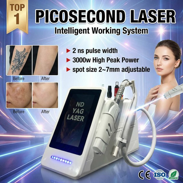 Pikosekunden Q-Switched Nd Yag Laser Tattoo Entfernung Maschine, Weiß - Bild 1