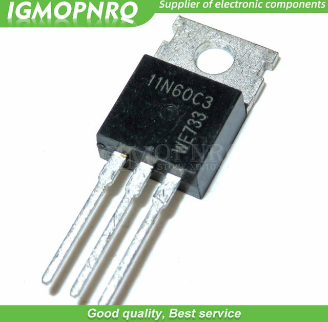 10 Stück SPP11N60C3 Leistungstransistoren, 600V, 11A, Schwarz - Bild 1