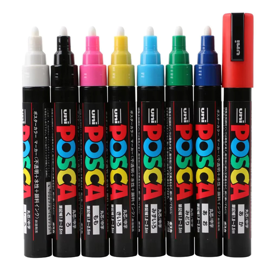 Uni POSCA Acrylmarker PC-5M mit feiner Spitze für Graffiti und Kunst, wasserfest und schnelltrocknend, Strichbreite: 1,8-2,5 mm, Schwarz - Bild 4