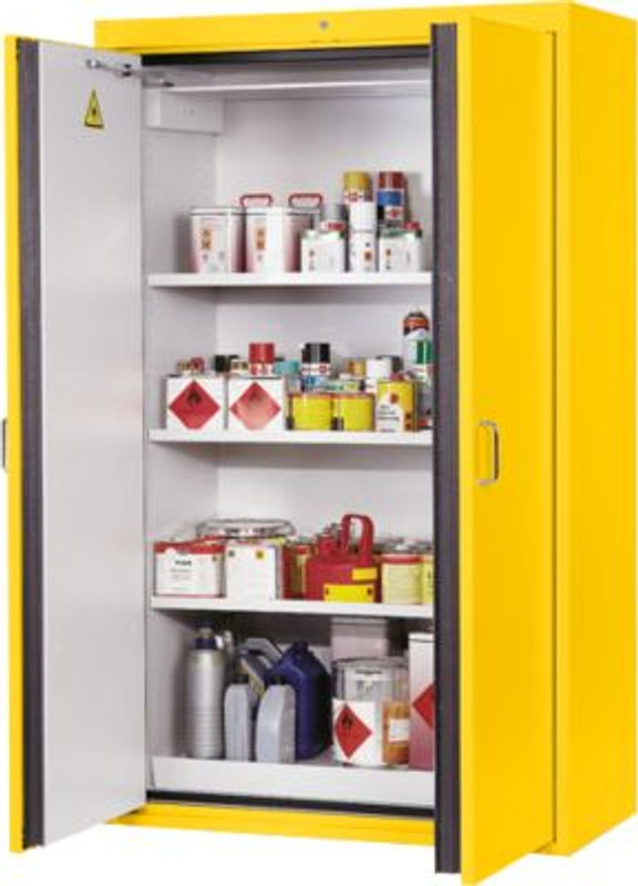 Sicherheitsschrank asecos S-CLASSIC-90 Typ 90 mit Flügeltüren und Türfeststellanlage, Farbe: Sicherheitsgelb, B/T/H: 119,6 x 61,6 x 196,8 cm - Bild 3