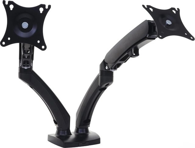 Proregal Monitorhalter Schwarz Zweiarmig mit VESA 75x75/100x100mm H x B x T: 41 x 102 x 51 cm Schwenkbar Neigbar und Drehbar bis 9kg je Arm - Bild 1