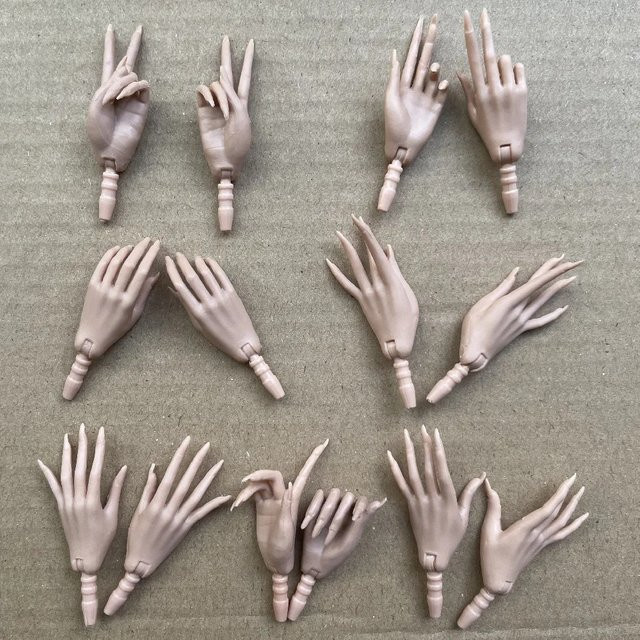 MENGF Lange Nagelhände, Puppenzubehör, rosa, beige, 7 Gesten, 1/6 - Bild 1