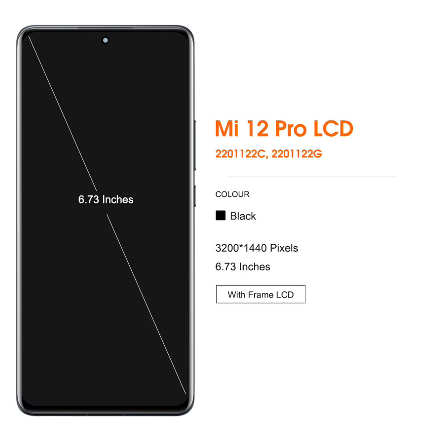 Xiaomi Mi12 Pro Ersatzdisplay mit Rahmen und Touch Panel Digitizer-Baugruppe in Schwarz für 6,73 Zoll AMOLED-Displays - Bild 3