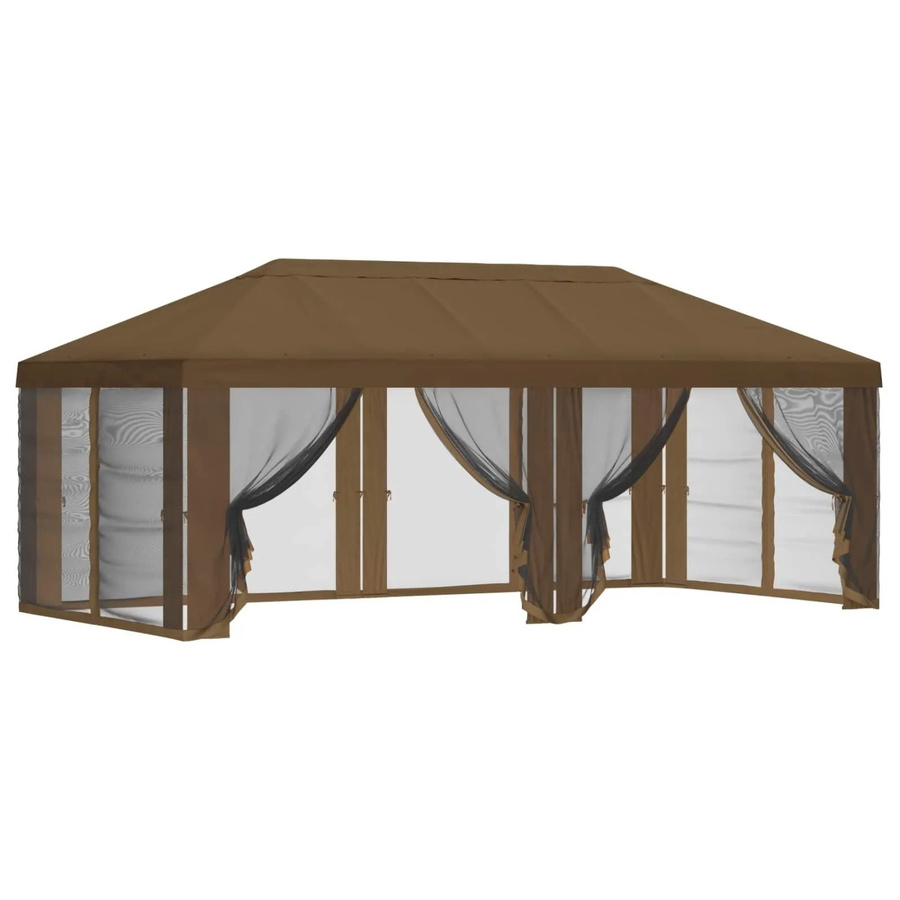 vidaXL Pavillon mit Dach und Seitenwänden aus Polyester in Taupe, B: 6 m, T: 3 m, H: 2,765 m - Bild 2