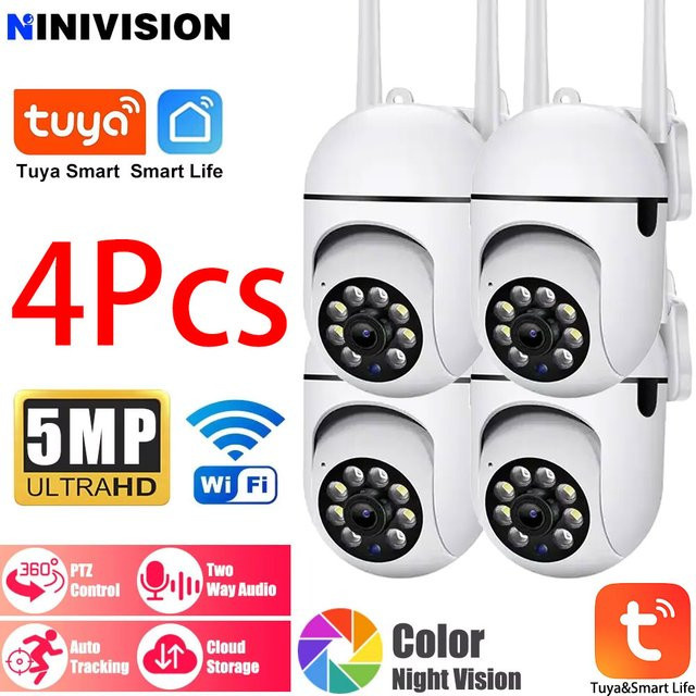 NINIVISION Tuya 5MP Wifi Indoor Kamera mit 360 PTZ, AI Erkennung und IR Nachtsicht, White - Bild 1