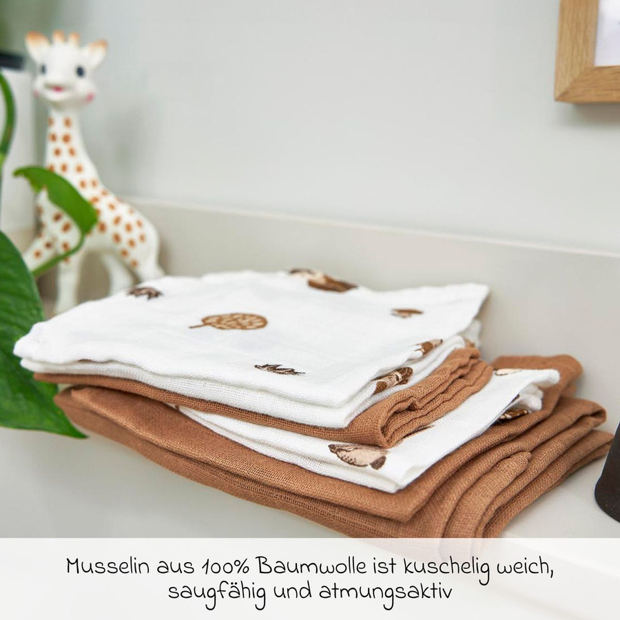 Meyco Waschhandschuh Musselin, 3er Pack, Forest Animals, Toffee - Bild 2