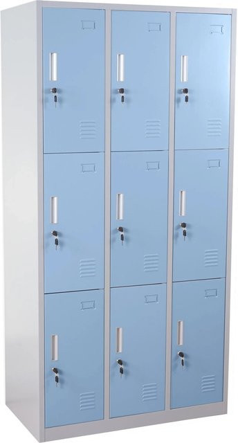 Proregal Schließfachschrank Saturn mit 9 Fächern aus Metall in Blau, H x B x T: 180 x 90 x 50 cm - Bild 1