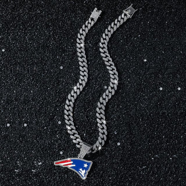 Junlu Halskette, New England Patriots Anhänger, Legierung, Silber, Kristall, 55 cm, Unisex - Bild 1