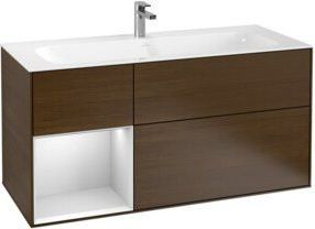 V&B Waschtischunterschrank Finion mit Wandbeleuchtung, Weiß lackiert, B: 119,6 cm, T: 49,8 cm - Bild 1